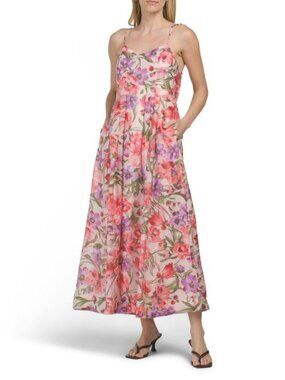 FAMOUS BRAND Fit And Flare Maxi Tie Shoulder